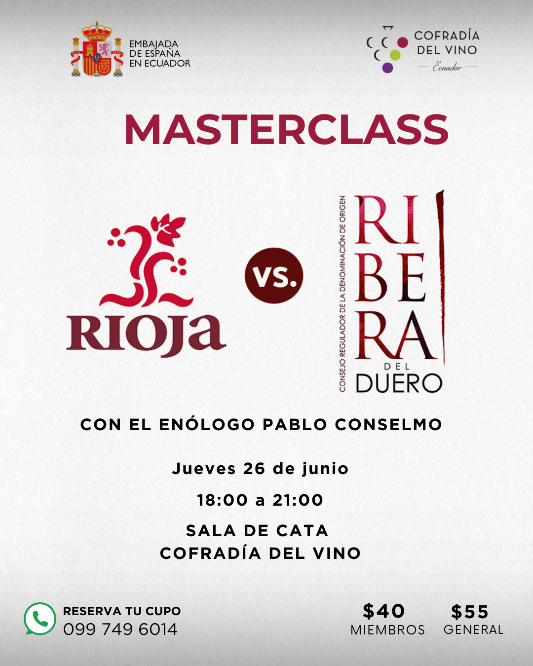 MASTERCLASS UIO Curso Catador Amateur Cofradía del Vino